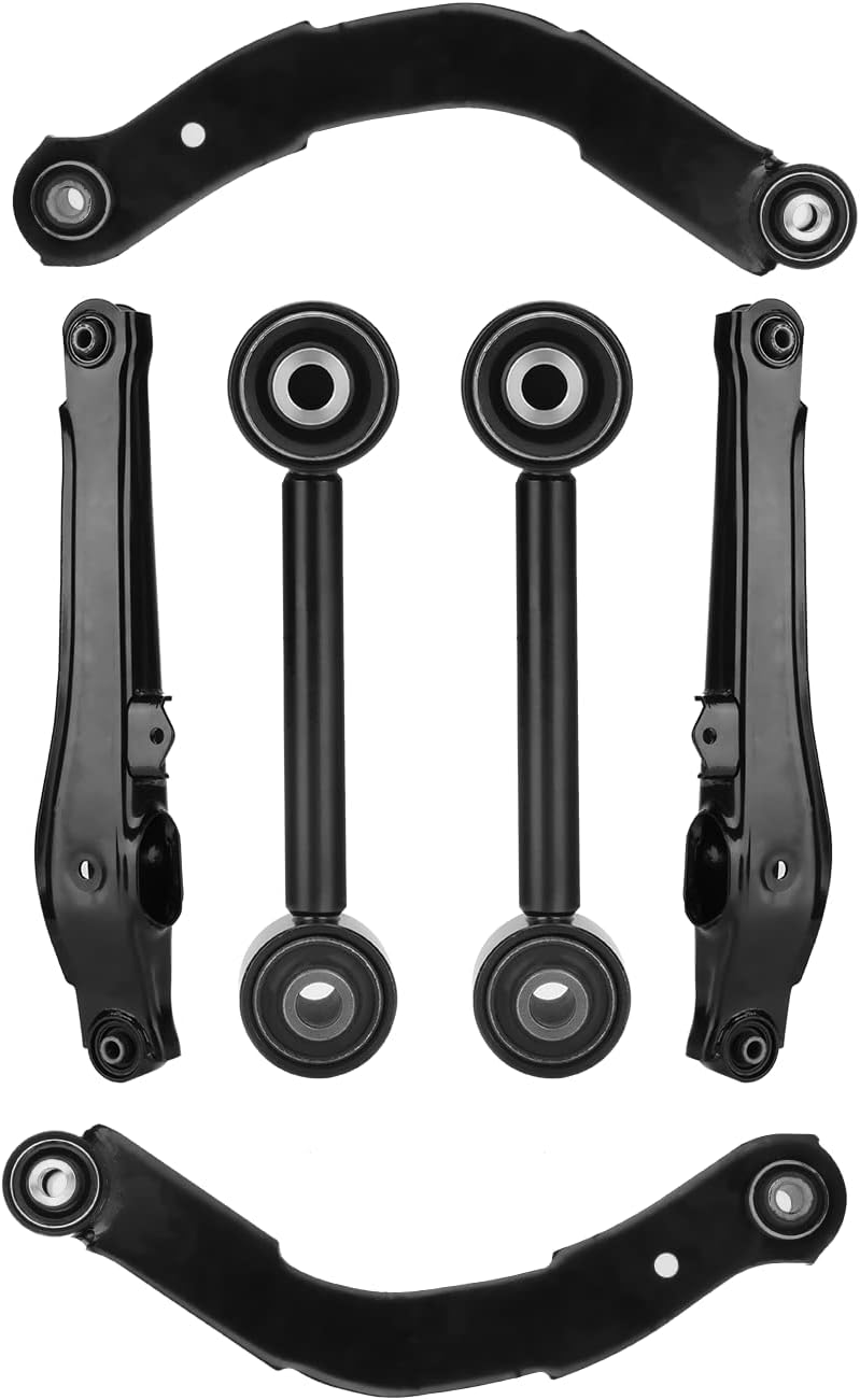 Rear Upper Lateral & Lower Control Arms + Lower Rearward Lateral Toe Arms Fit for Jeep Compass Patriot 2007-2017, Fit for Dodge Caliber 2007-2012 (without Off-Road Package) - 6pc Set 07-17 Compass/Patriot/07-12 Caliber 6pcs Rear Upper +Lower Lateral Arms