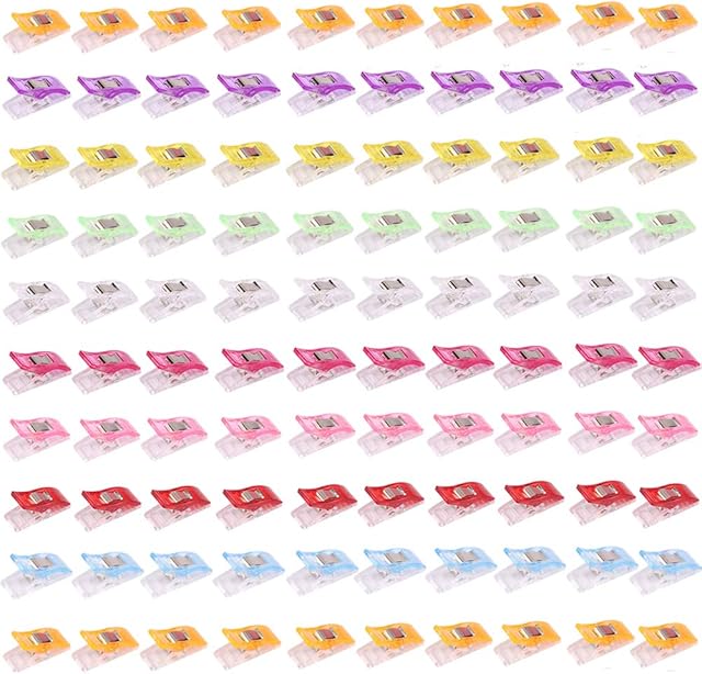100 PCS Plastic Sewing Clips, Multipurpose Sewing Clips Clamps Small Craft Clips Sewing Quilting Clips And Sewing Fabric Clips Binding Clips Wonder Clips Sewing Clups For Fabric Binding Quilting