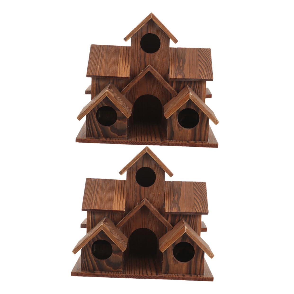 2 Piezas Casitas Pájaros Madera Sólida Diseño Rústico Casita Exterior Jardín Nido para Aves Decoración Patio Jardín
