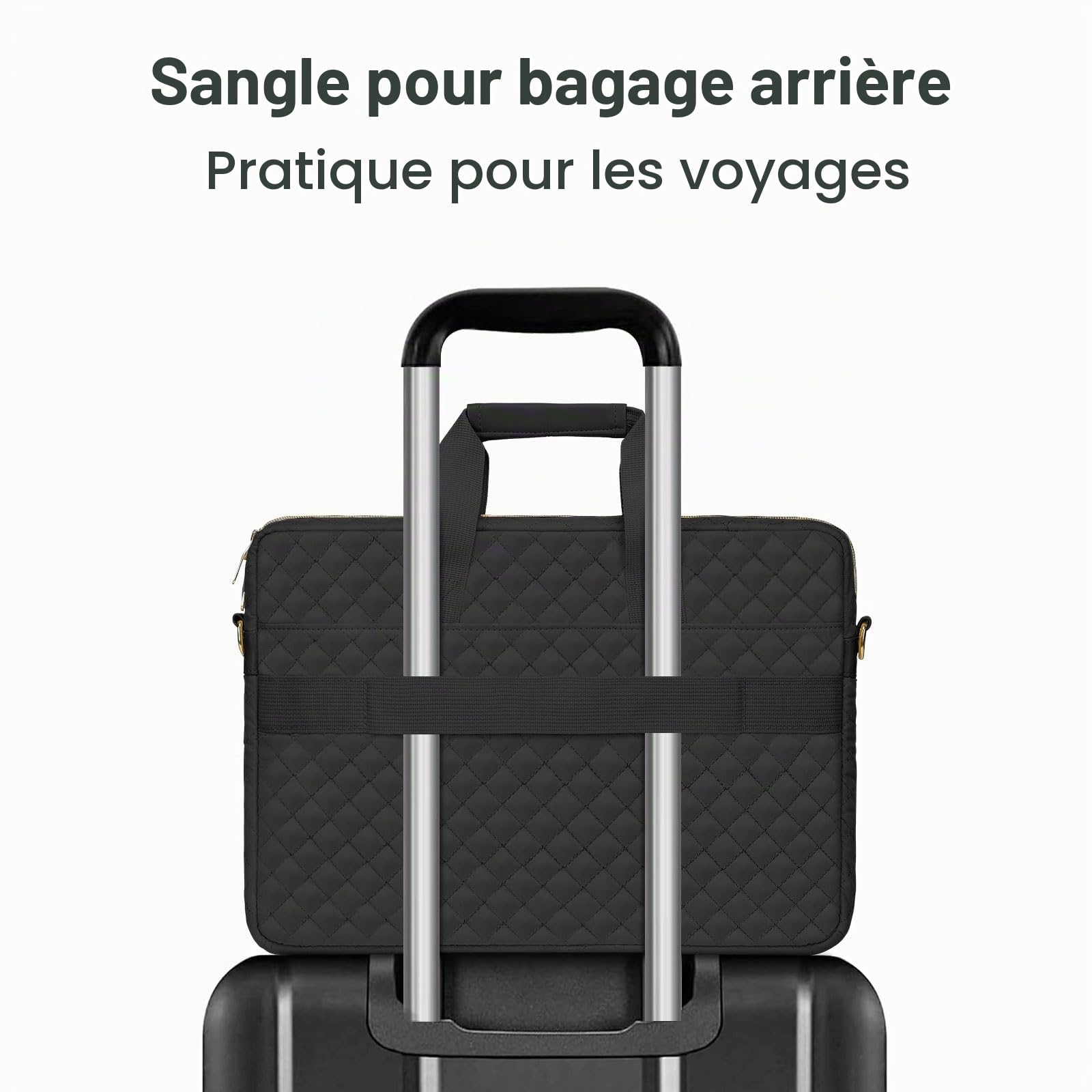 MOSISO Sacoche Ordinateur Portable 16 Pouces,Porte-document Femmes Hommes,15-15,6 Pouces Carré Matelassé Sac Messager d'ordinateur Bureau Voyage avec 3 Poches & Courroie,Noir