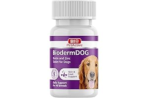 Bio Pet Active BiodermDOG 0.5 Zinc and Biotin Supplement Tablets For All...