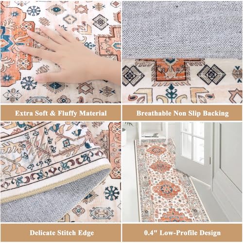 Pauwer Boho Hallway Runner Rug 2x6 Washable Entryway Area Rugs Non Slip Farmhouse Vintage Floor Mat Carpet Runner for Hallways Laundry Room Kitchen Bathroom Bedroom