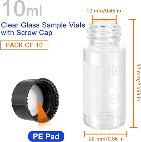 Miniatura 8 de Kesell Viales de muestra de vidrio transparente mini botellas de vidrio vacías con tapa de rosca de capacidad de 07 onzas paquete de 20