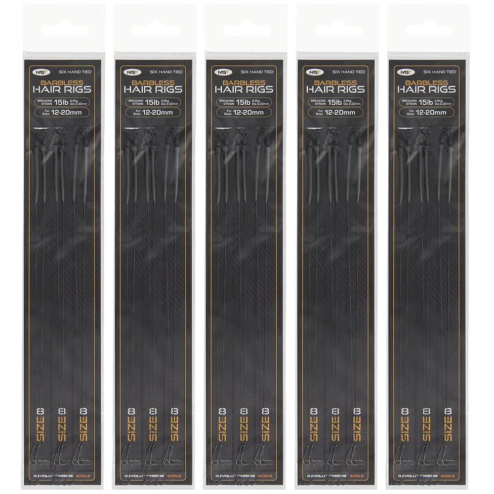 18 BRAID CARP FISHING HAIR RIGS SIZE 6,8,10 6 OF EACH SIZE FISHING TACKLE BARBLESS