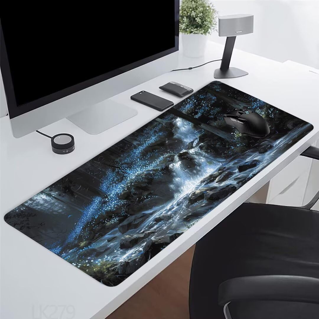 Duża podkładka pod mysz, 120 x 60 cm x 0,3 cm, podkładka pod mysz, jesienna, na biurko, rozszerzona podkładka pod mysz, pozioma, do gier, wodoodporna, miękka tkanina, gładka powierzchnia,