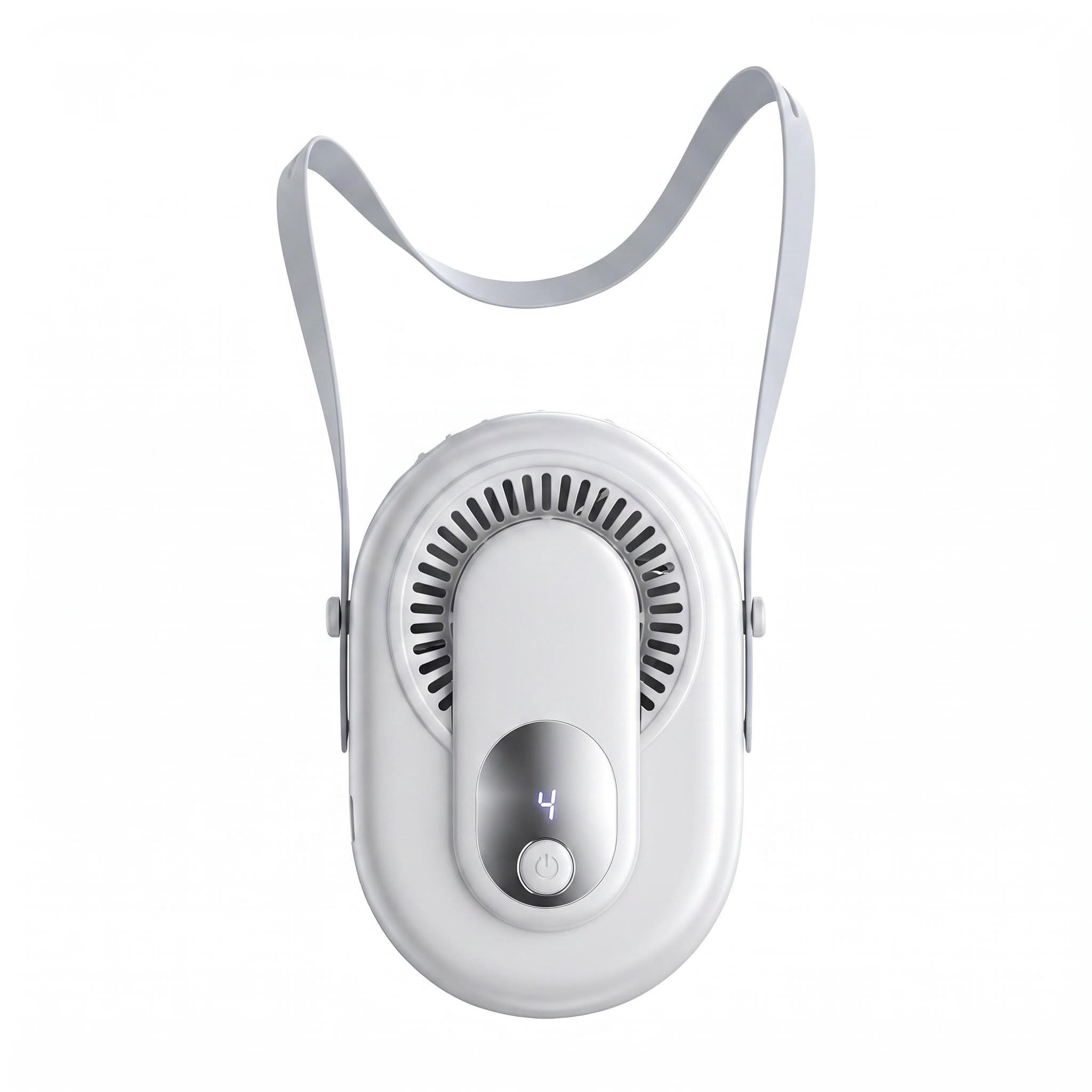 Mtbricey Handheld Mini Portable Fan USB Rechargeable Fan with Waist Clip & Neck Strap 5 Speed Quiet with Digital Display Multi-use as Handheld Desk Waist Fan for Travel Camping Office Outdoor (White)