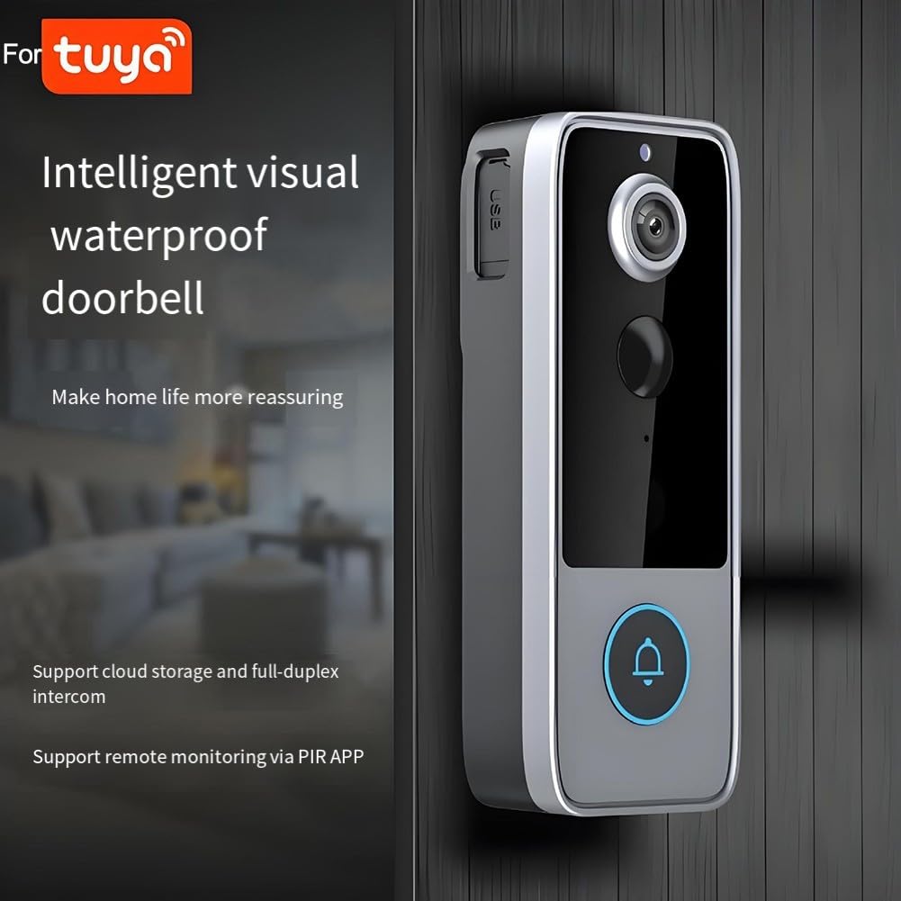 Timbre inalámbrico Inteligente para casa, cámara de vídeo 1080P, Timbre con Alarma de Movimiento y Monitor de Puerta con intercomunicador