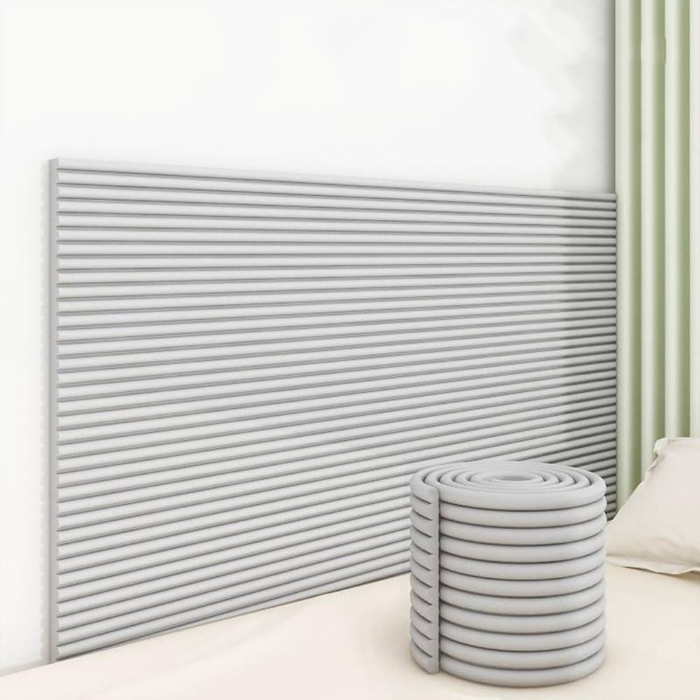 SkyFace Antikollision Selbstklebend Wandkissen 1cm Dick 3D Wandpolster Selbstklebend Bett Kopfteil Wandverkleidung Bett Dekoration Isolierung for Schlafzimmer Wohnzimmer (Hellgrau, 60 x 200 cm)