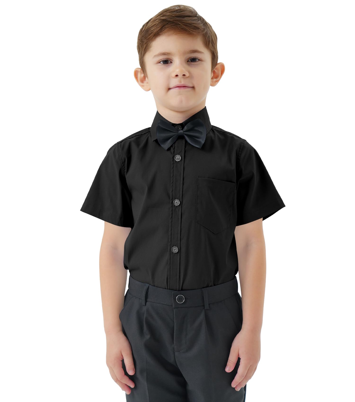 2T-16Y Boys' Short Sleeve Button Down Toddler Dress Shirt Oxford Uniform Shirt with Chest Pocket