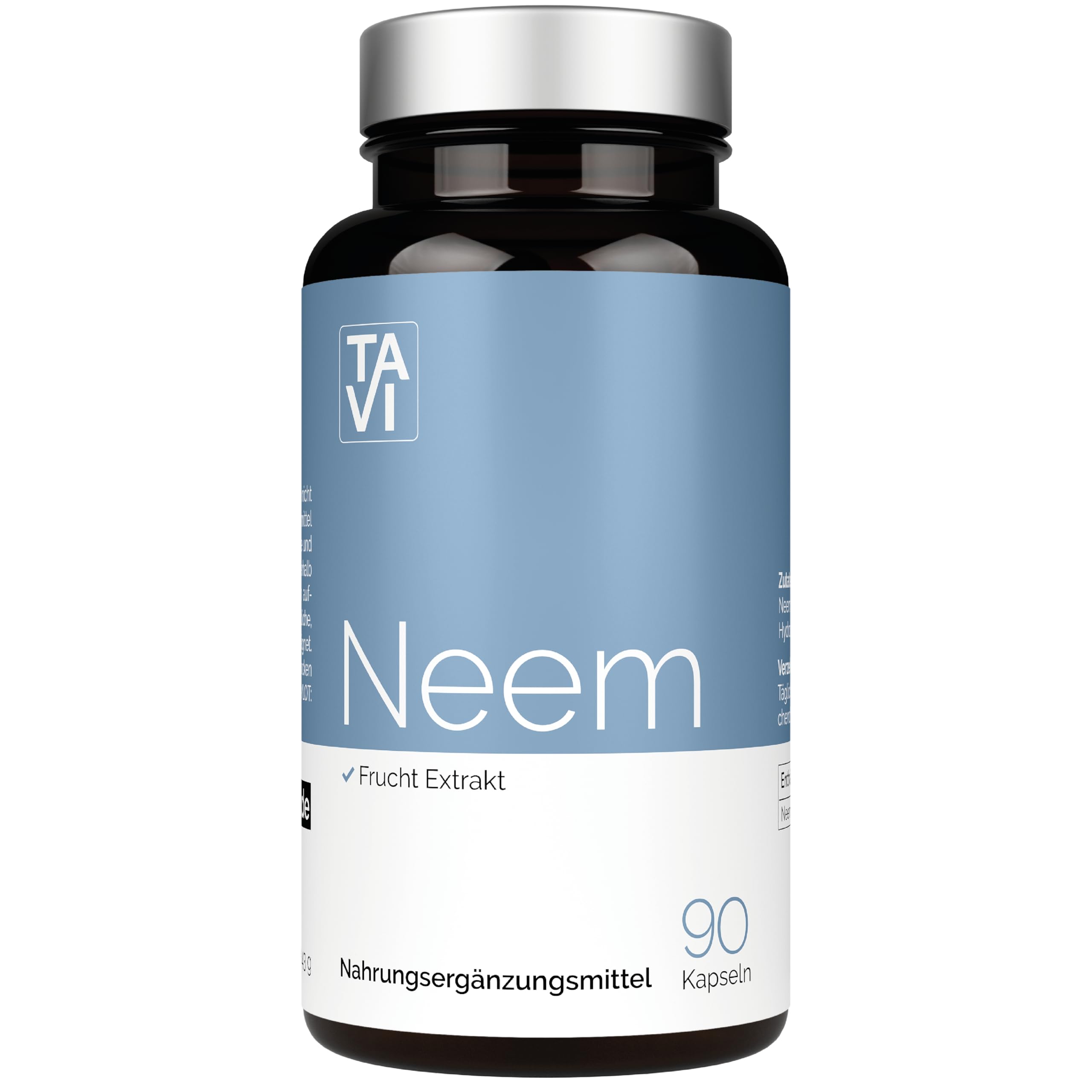 TAVI® Neem Extrakt 10:1 • 90 vegane Kapseln ohne Zusatzstoffe | entspricht 3.600mg • Hergestellt und laborgeprüft in Deutschland