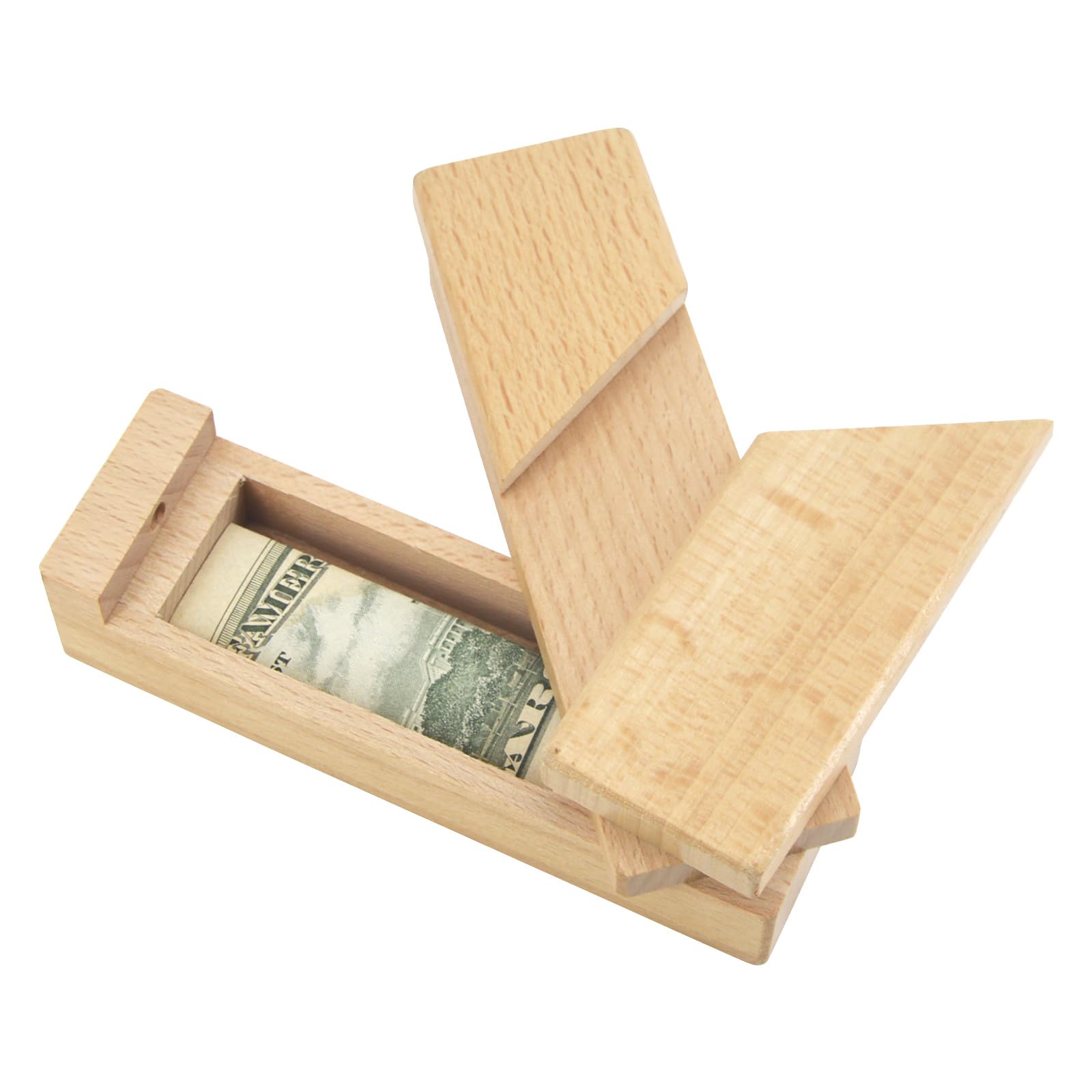Small Magic Wooden Puzzle Box with Hidden Secret Compartment Brain Teaser Box for Adult Jewellery Surprise (Natural Wood Color) - Image 3