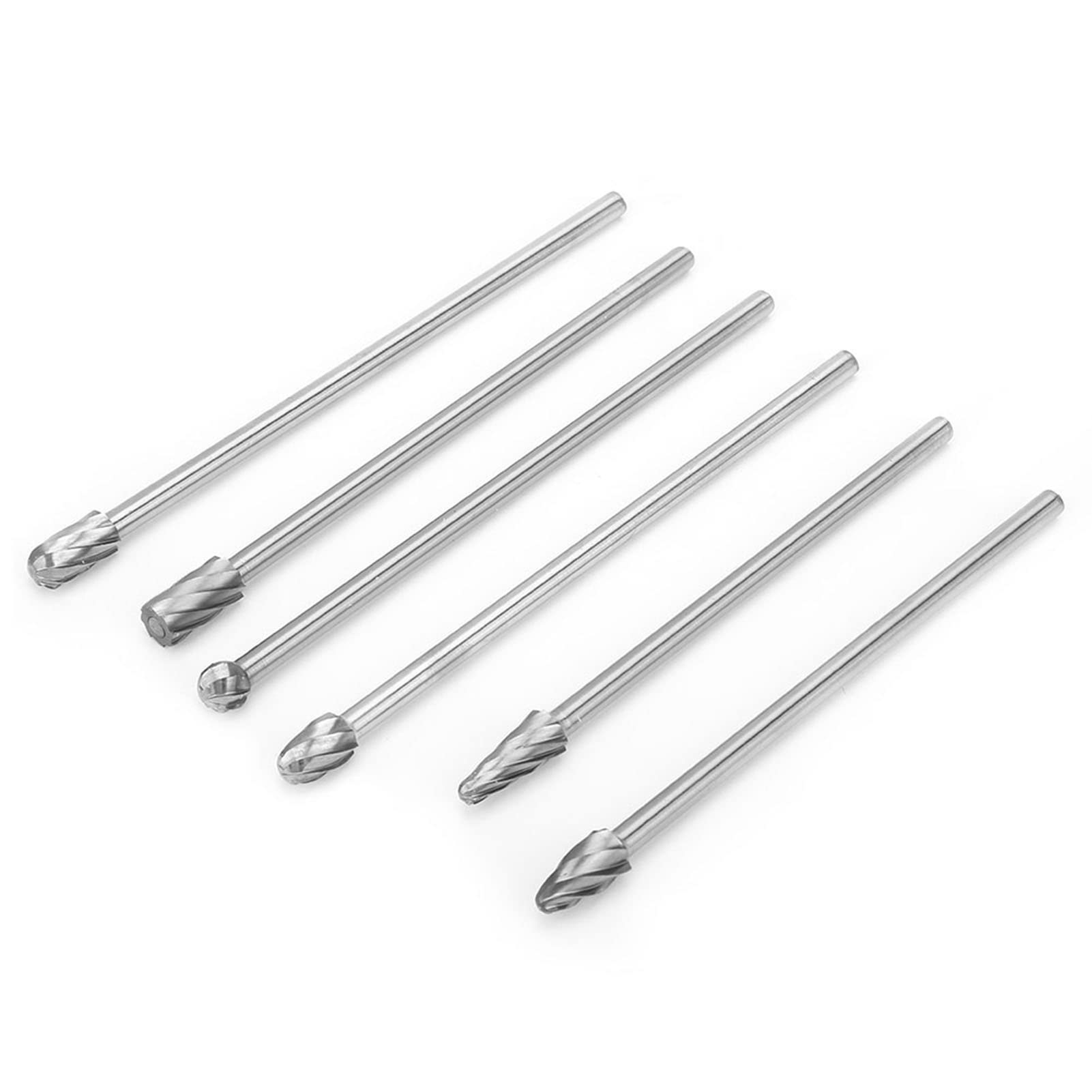 6 piezas de fresa rotativa de aluminio con vástago de 6 mm (1/4 de pulgada), fresa de fresado extra larga de 150 mm, fresa rotativa de carburo para tallado de metales y no metales