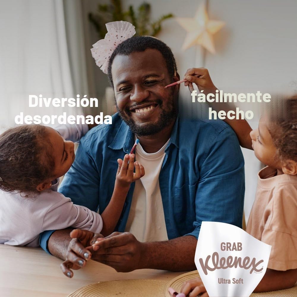 Kleenex Cubo Ultrasoft Pañuelos de Papel Ultrasuaves y sedosos, 12 cajas de 48 servicios, contiene 4 diseños diferentes, Total 576 pañuelos