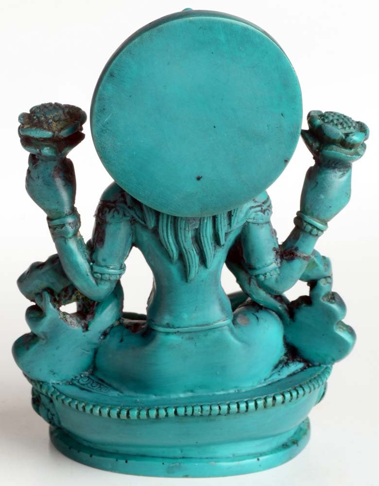 Figura de Buda – Laksmí, 14 cm, Resina turquesa, Estatua de la Diosa de la suerte, la fertilidad, el amor y la Salud