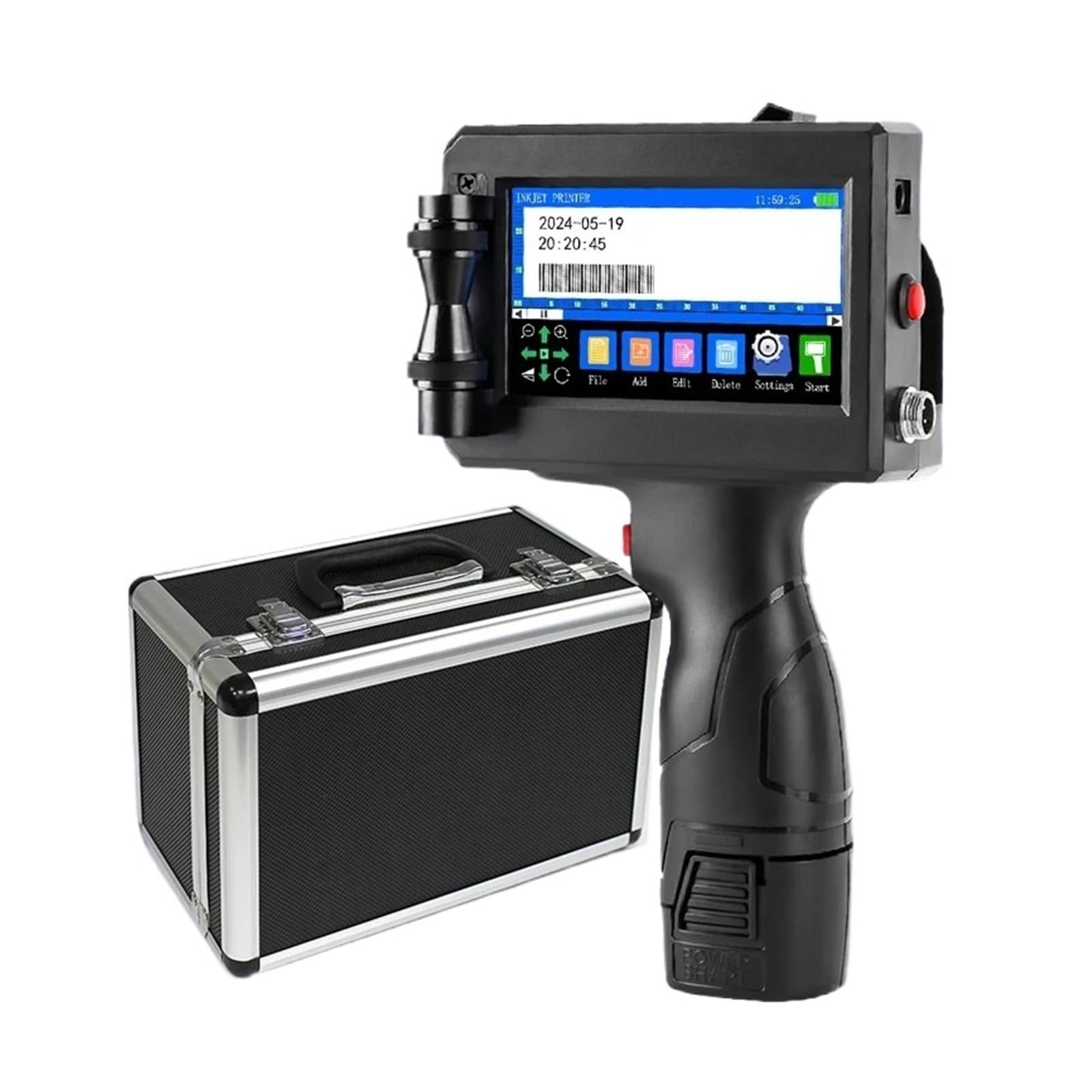 12.7mm/25.4mm Portable Metal Suitcase Handheld Inkjet Printer for Logo Label Date Image(25.4mm with 1 Ink(EU))