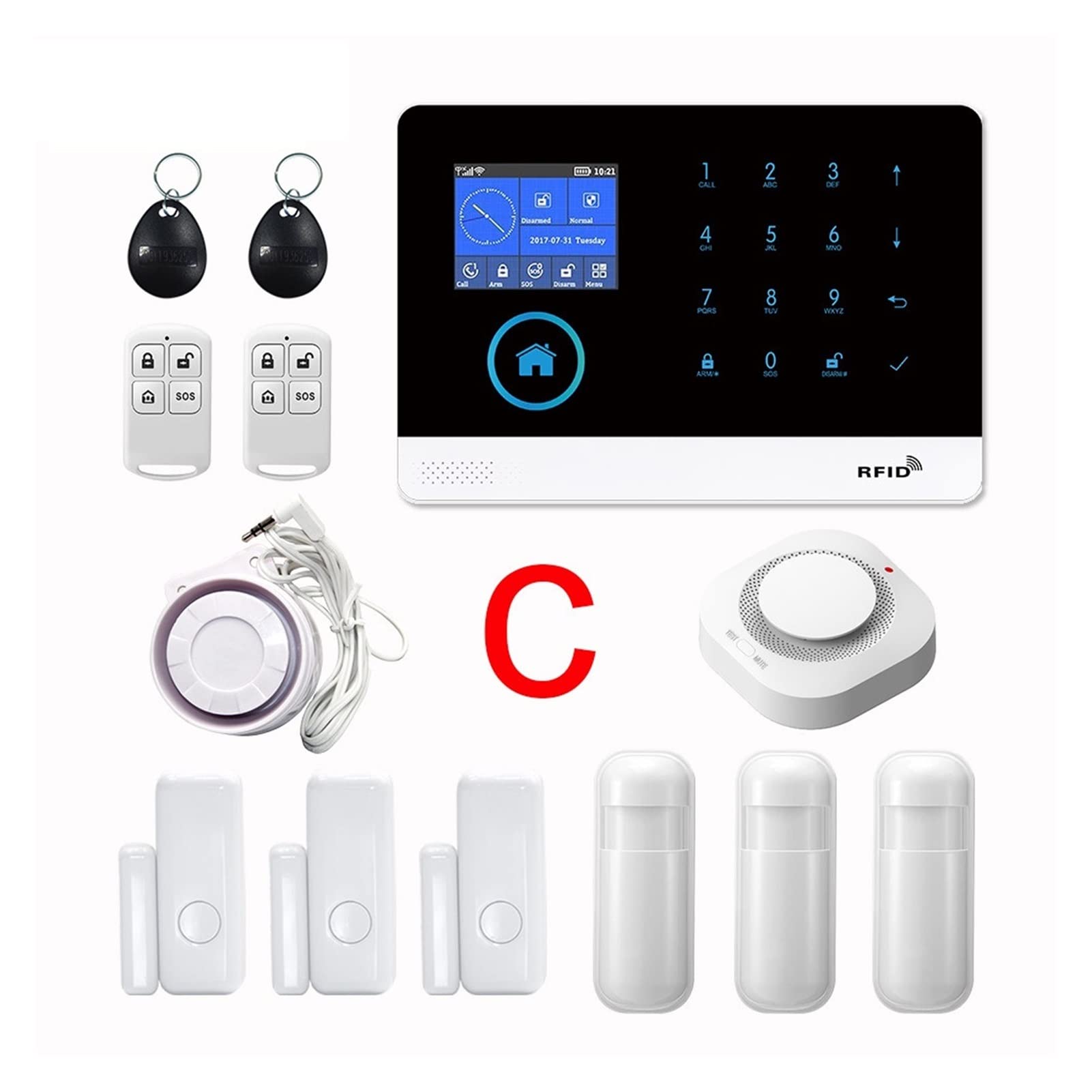 Sistema di allarme di sicurezza, PG-103. senza fili WiFi GSM. Allarme con finestra Metal Detector Sensore porta Smart Home Kit di sicurezza allarme for App Tya(GSM-Set C-)