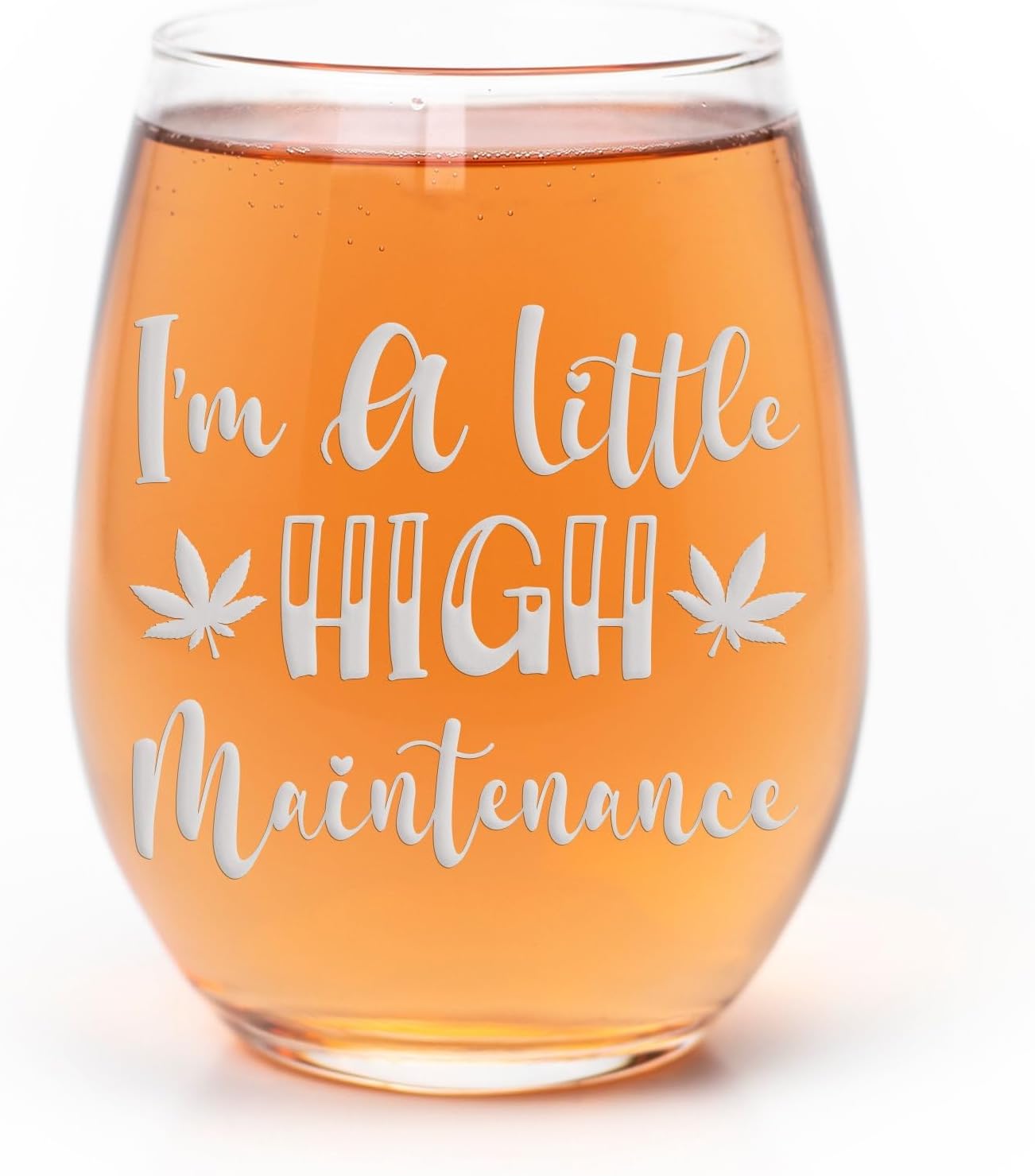 High Maintenance Stemless Wine Glass - Funny Weed Gift for Smokers or Moms - 3 Glasses
