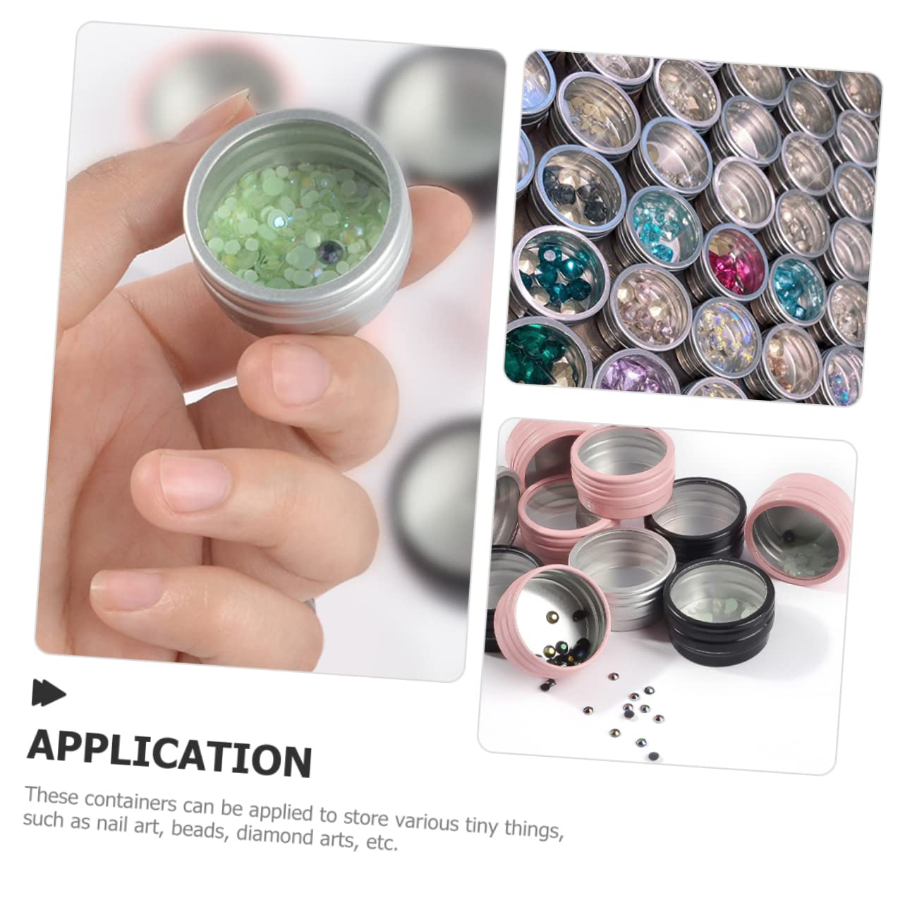 PLAFOPE Versatile Round Bead Storage Boxes Jewlery Box Aluminum Craft Storage Nail Charms Holder