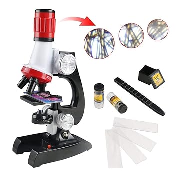 Shreeji Science Kits for Kids Beginner Microscope with LED 100X 400X and 1200X Magnification Kids Educational Toy Birthday Present