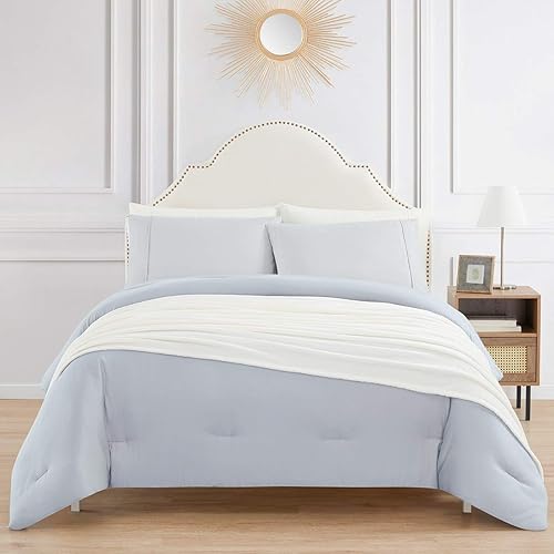 Miniatura 9 de Bourina - Cobija de franela, manta lujosa de forro polar liso de microfibra violeta liviana y cálida