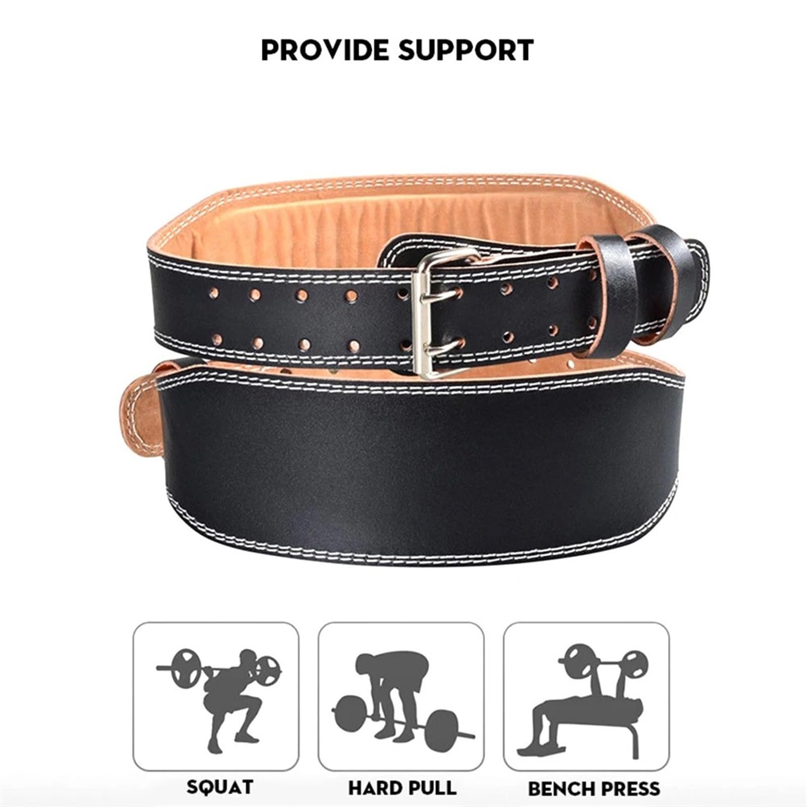 Cintura Sollevamento Pesi Cintura for sollevamento pesi in pelle | Cintura da palestra regolabile in pelle, fascia larga, unisex, for sollevamento pesi e supporto for la schiena
