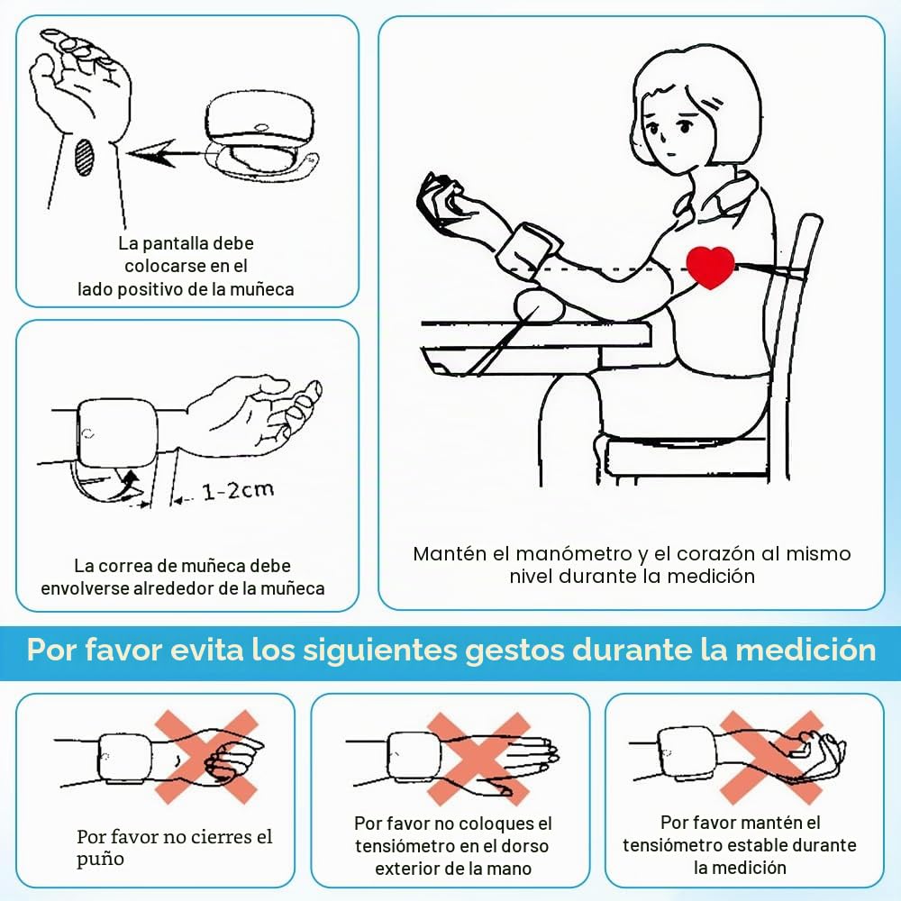 Monitor de presión arterial de muñeca, monitores de presión arterial de muñeca, máquina de presión arterial de muñeca con pantalla táctil LED, puño de muñeca ajustable, funda de transporte, voz