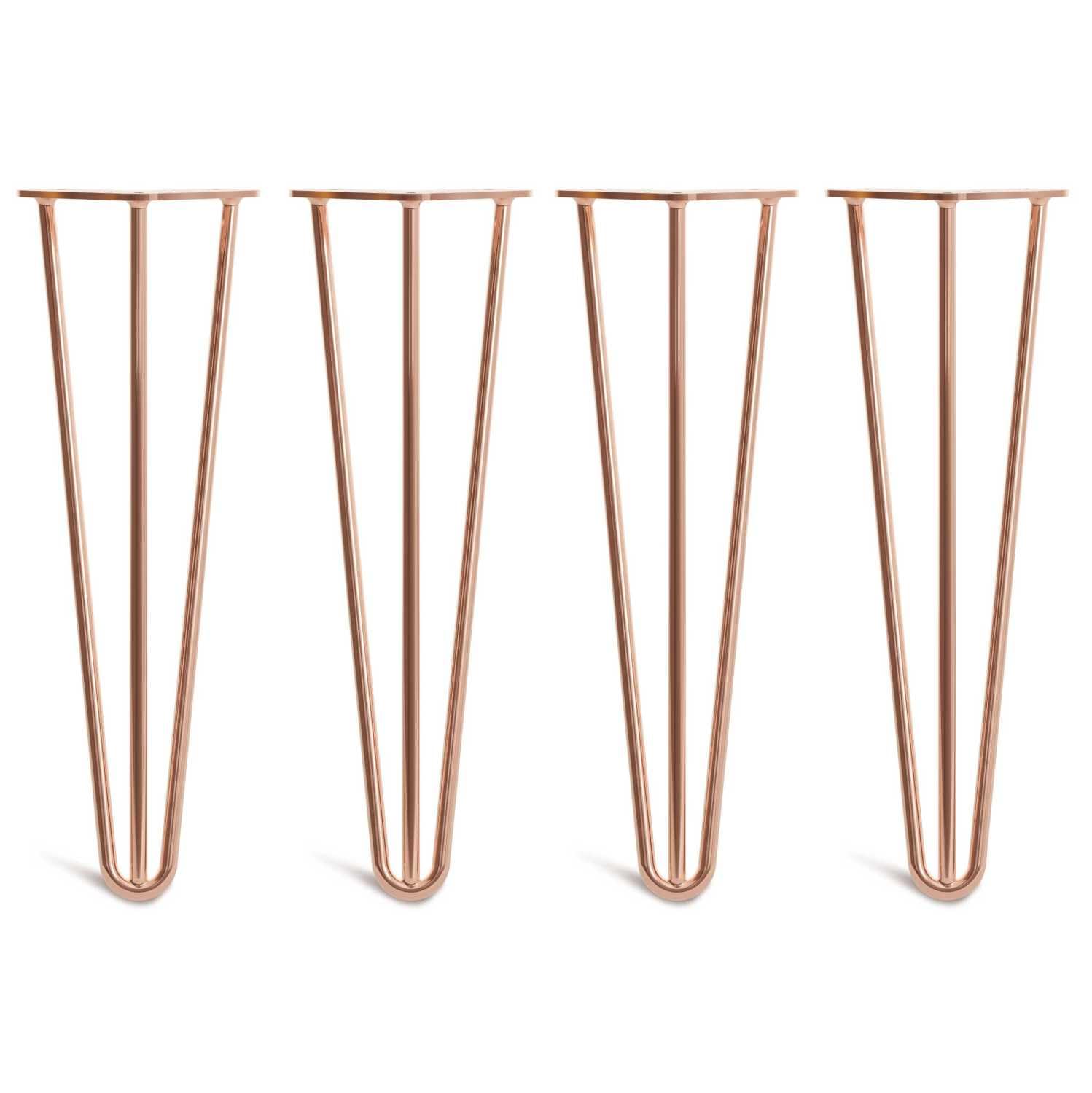 [HLC] 4 x Hairpin Table Legs – Superior Double Weld Steel Construction With Screws, Build Guide & Protector Feet Worth £8 Included! – 10mm Steel [16"/40cm,Copper] — image 1