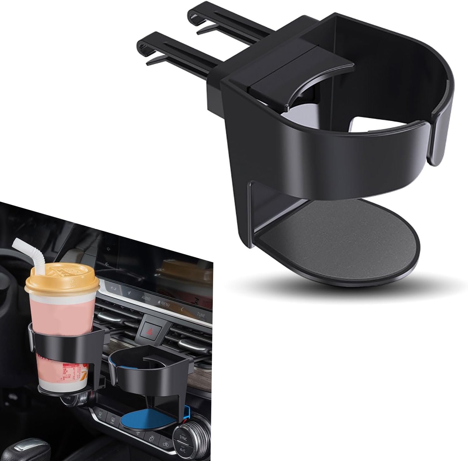 1 soporte para taza de ventilación de aire acondicionado de automóvil, a prueba de golpes y fugas, limitador de taza de agua, soporte multifuncional