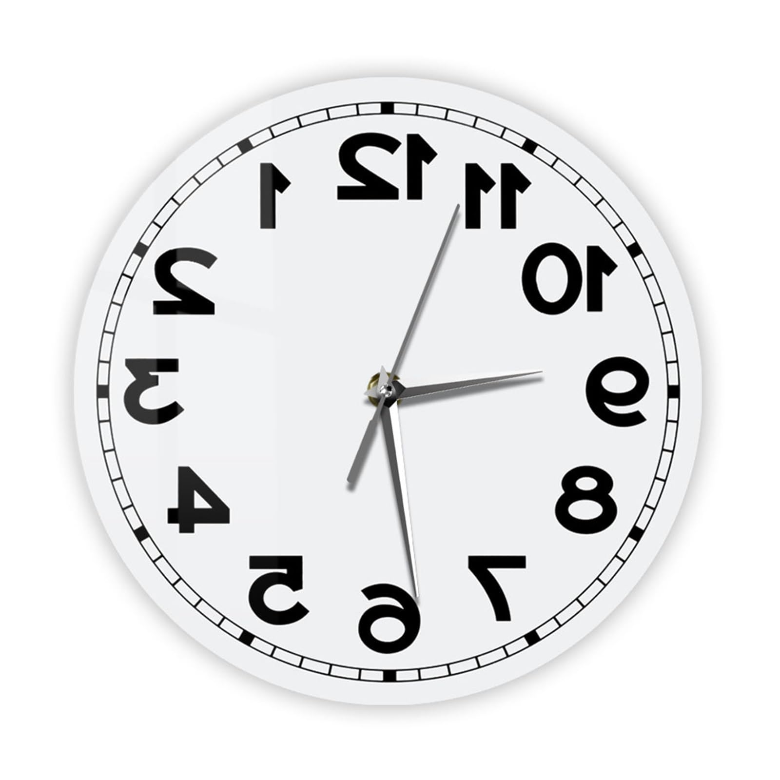 DJSKLDF Wall clock Revese Numbers Unusual Run Backwards Wall Clock For Living Room The Counter-Clockwise Silent Sweep Watch Home Decor(Frameless Wall Clock)