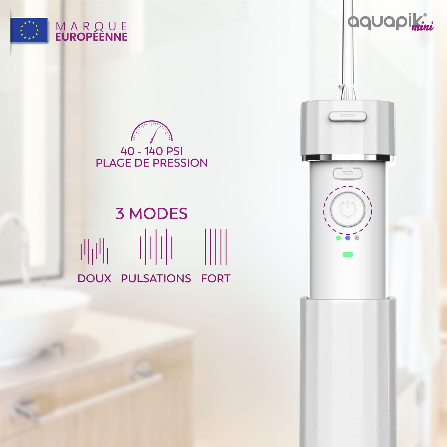 Achat intelligent : Aquapik® Plus Hydropulseur dentaire + Aquapik® Mini en un pack | Économisez et prenez soin de votre santé bucco-dentaire à la maison et en voyage | Répond à différents besoins