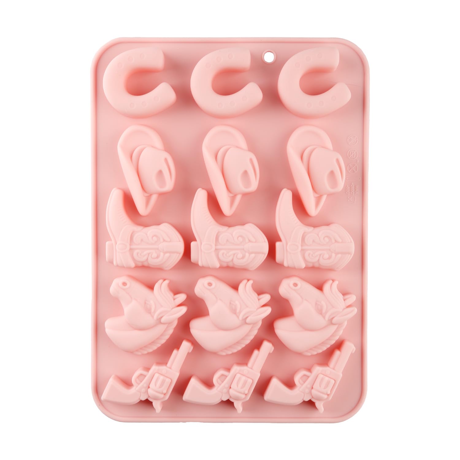Hopzab Cowboy Silicone Mold,Western Theme Baking Tools,Party Craft Tool, Cowboy Hat Boot Horse Saddle Shape Motif Moulds,for Daily Bake and Parties Decoration(Pink)