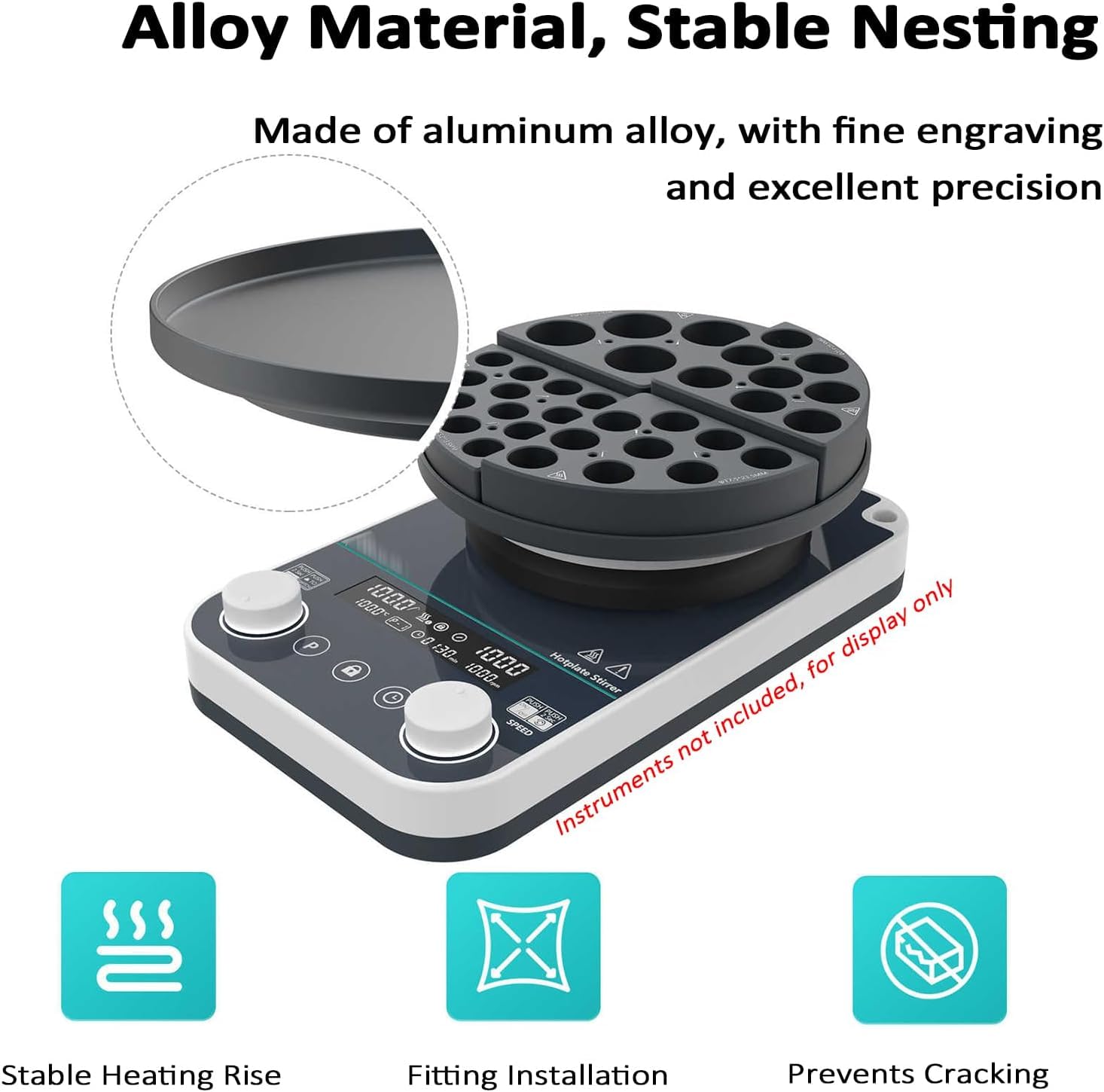Heizmodul Für Laborgeräte Aus Metall, Heizgerät Für Probenflaschen, Heizblock Für Synchrone Trockenbäder, Aus Aluminiumlegierung, Gleichmäßige Wärmeleitung 12 * 4ml