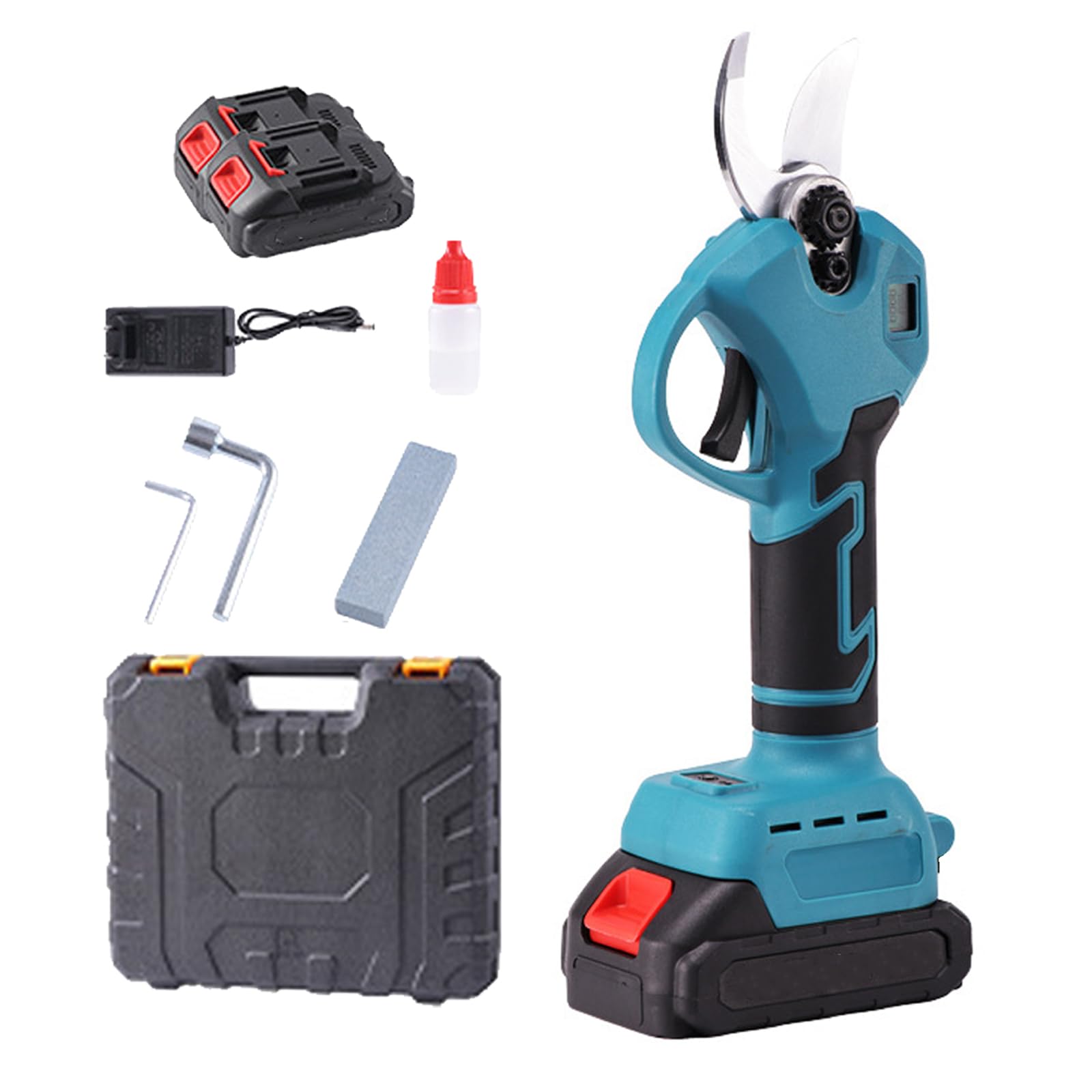 Sécateur électrique puissant à écran LCD et double batterie pour coupe nette 25mm