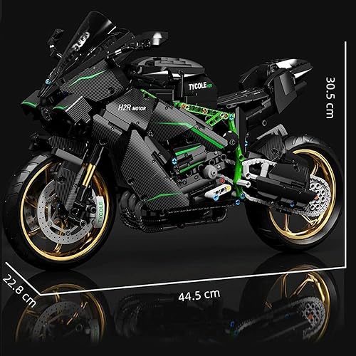 Miniatura 3 de JOMIOD Bloque de construcción de motocicleta de tecnología, 1809 piezas, tecnología 15, modelo de moto de carreras para Kawasaki H2R, MOC Superbike