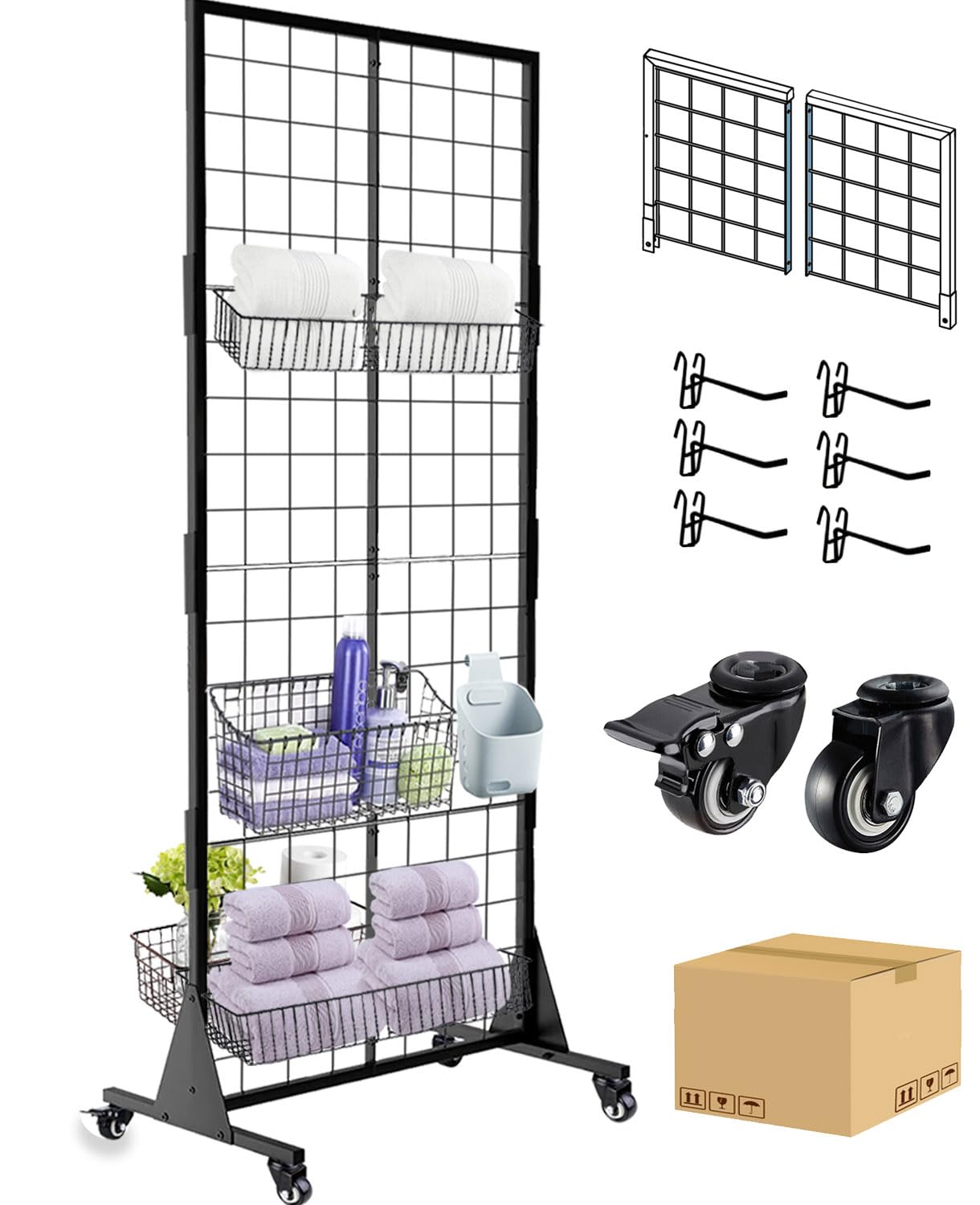 Photo 1 of 2' x 5.5' Gridwall Panels Wire Grid Panels for Craft Fairs and Retail Events, Standing Grid Tower for Easy Transport