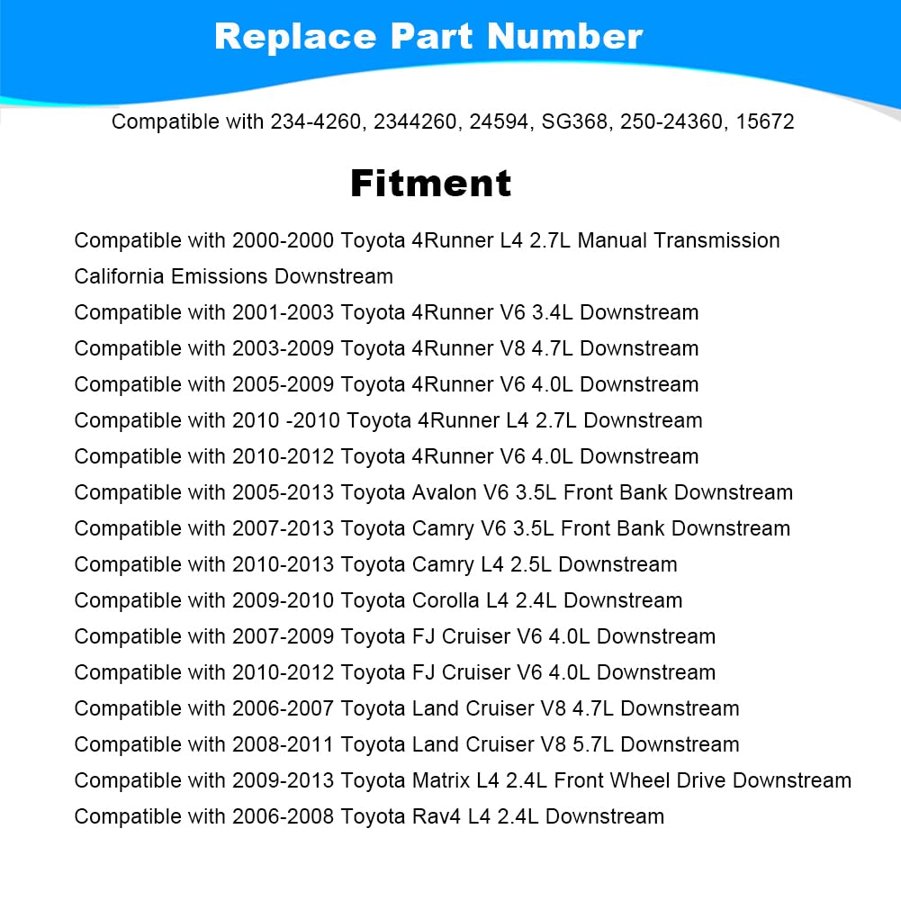 JDMON 2PCS O2 Oxygen Sensor Upstream Downstream Replacement for Lexus LX470, LX570, Toyota 4Runner, Camry, Rav4, Tacoma, Tundra Compatible with 234-4260, 2344260, 24594