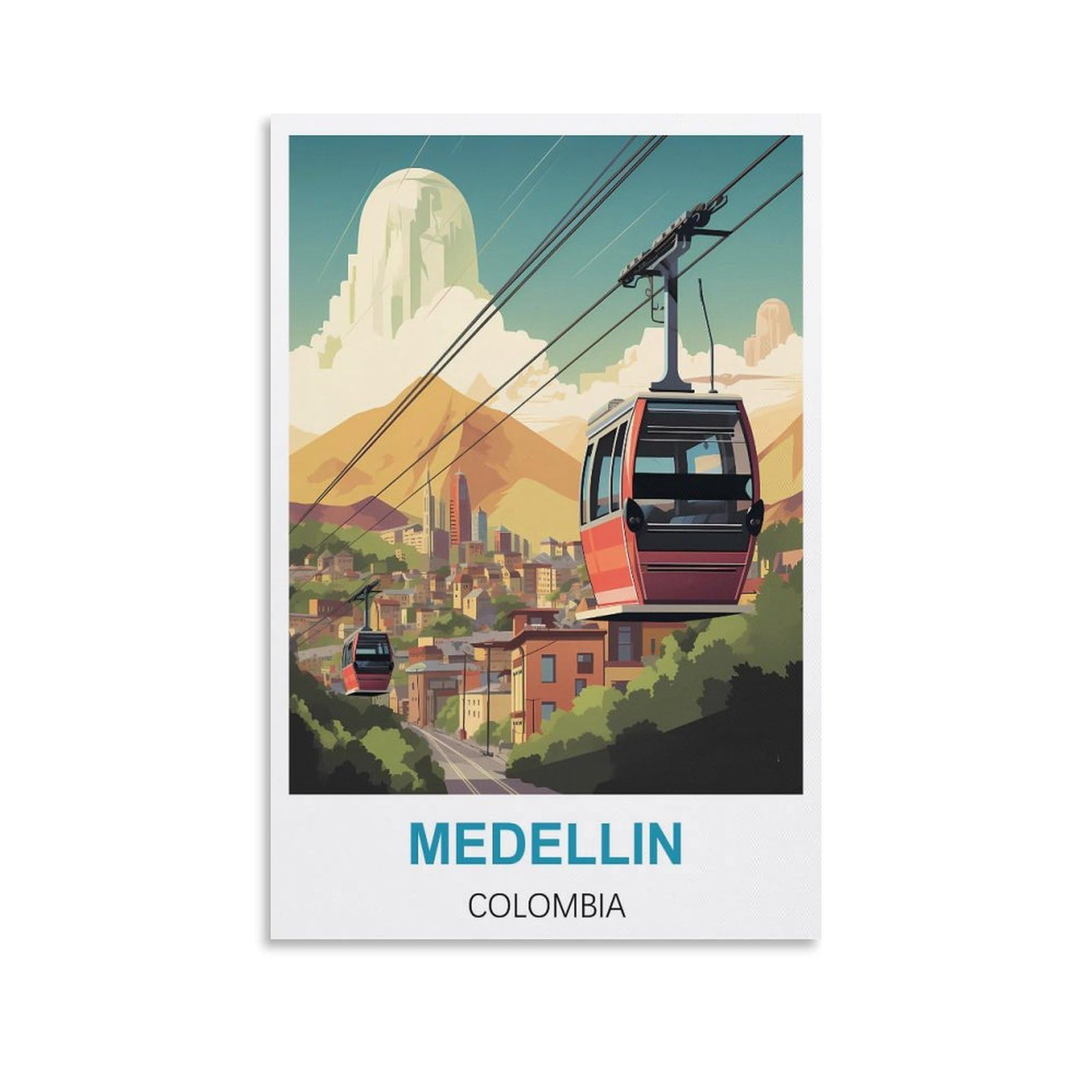 HWJJUII Medellin Colombia Vintage Travel Posters 08x12inch(20x30cm) Canvas Wall Posters And Art Picture Print Modern Family Bedroom Decor Posters