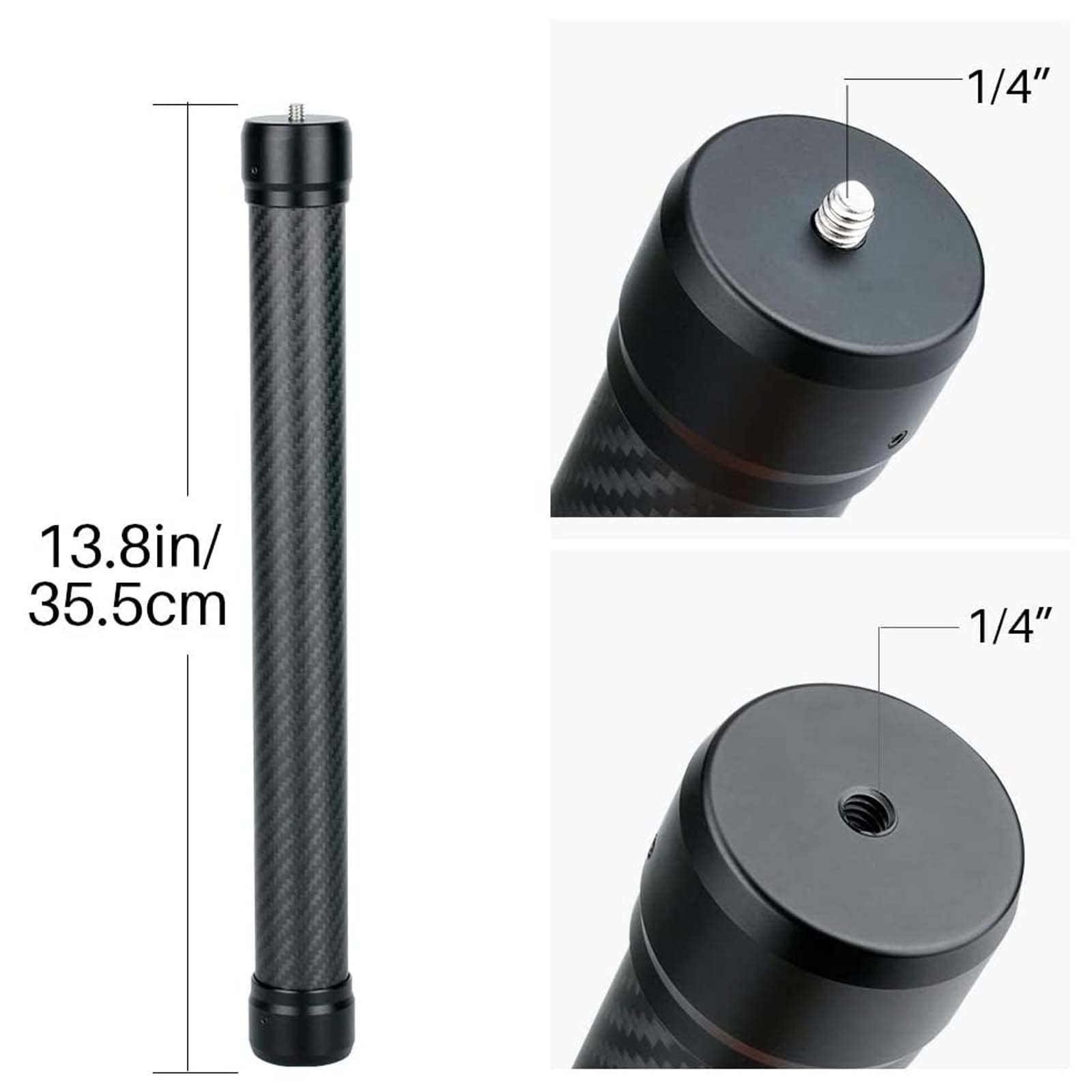 Amazon.com: Barra de extensión de cardán mejorada con barra de fibra de  carbono, ligera pero fuerte, varilla universal de 1/4 pulgadas compatible  con DJI Ronin S, Ronin SC, OSMO Mobile 3, OM