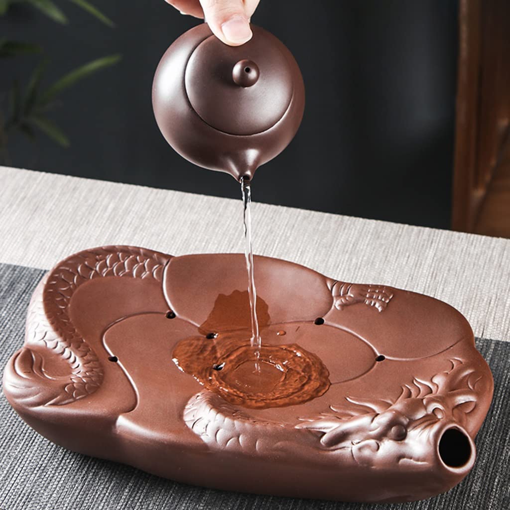 Bandeja de té, plato de té, bandeja de té Kongfu, bandeja de té de cerámica, bandeja de té Gongfu chino, caja con almacenamiento de agua para juego de té Kungfu, juego de té vintage chino/japonés (m