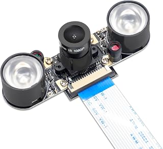 Kompatibel mit Ra-Pi Kamera Nachtsicht Infrarot Kameramodul mit Video 1080p HD Webcam 5MP OV5647,Einstellbare,mit 2 Infrarot-IR-LED-Licht,für Ras-Pi 4B/3B/3B+/2B Camera