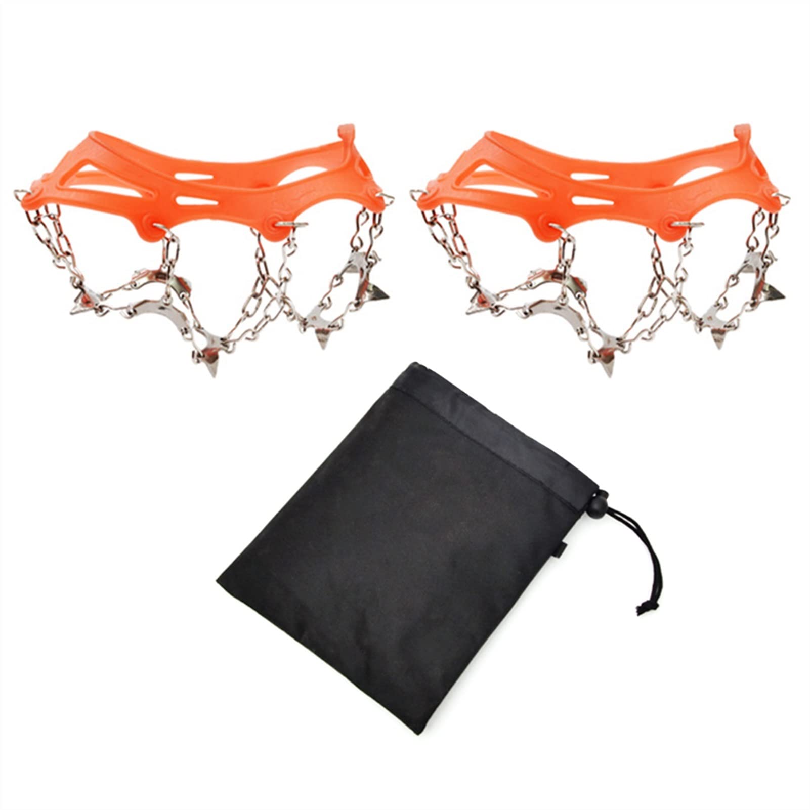 Crampones 1 par 13 Dientes Amplia de Hielo Spike for Zapatos Antideslizante Senderismo Escalada Suelta Picos de Nieve Crampones Clases Cadena Garras agarras Botas Cubierta (Color : M Orange)