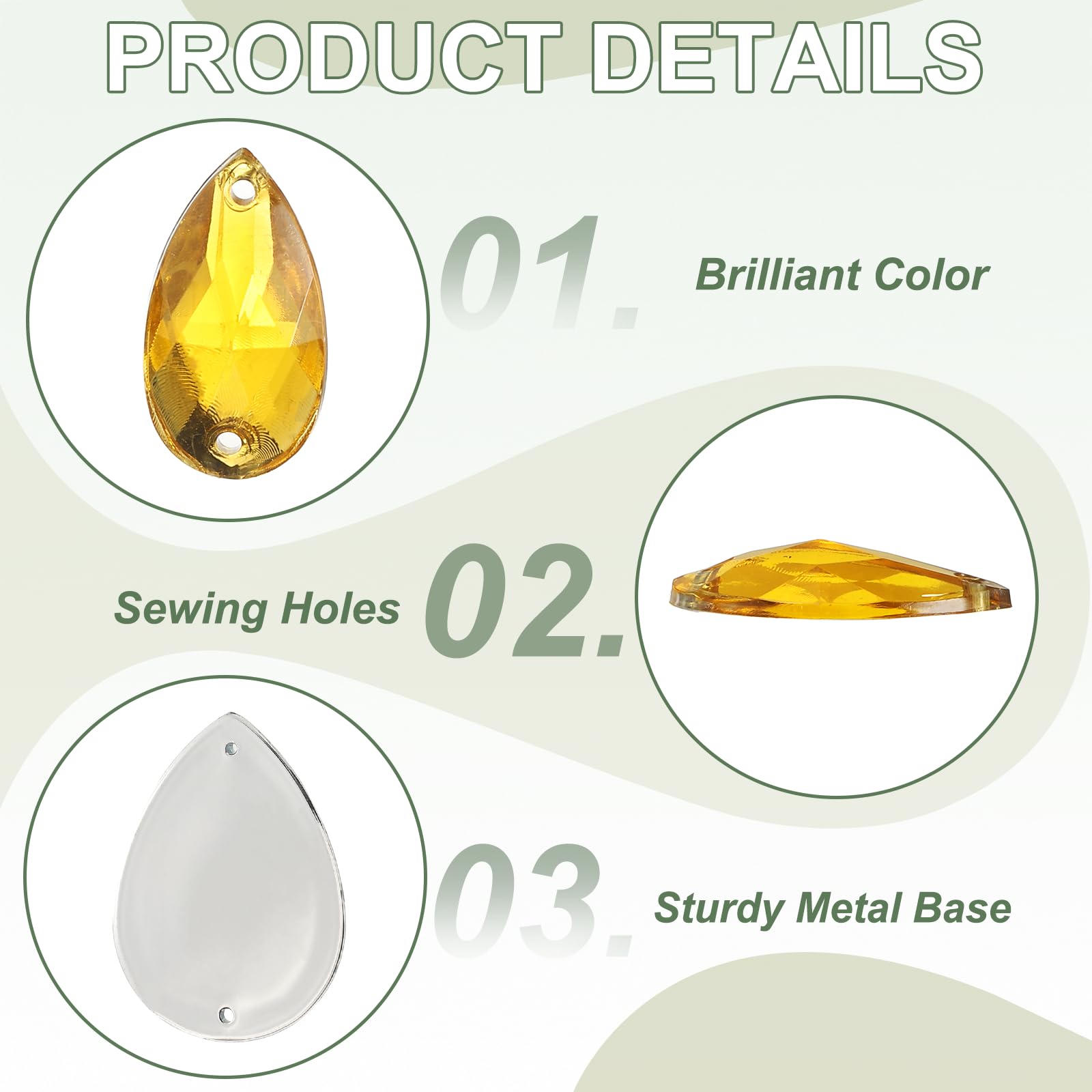 YELARXI Sew on Rhinestones Flatback Crystal Acrylic Gems Diamante, Fit for DIY Crafts Dress Clothes Shoes Bag Decorations - Image 3