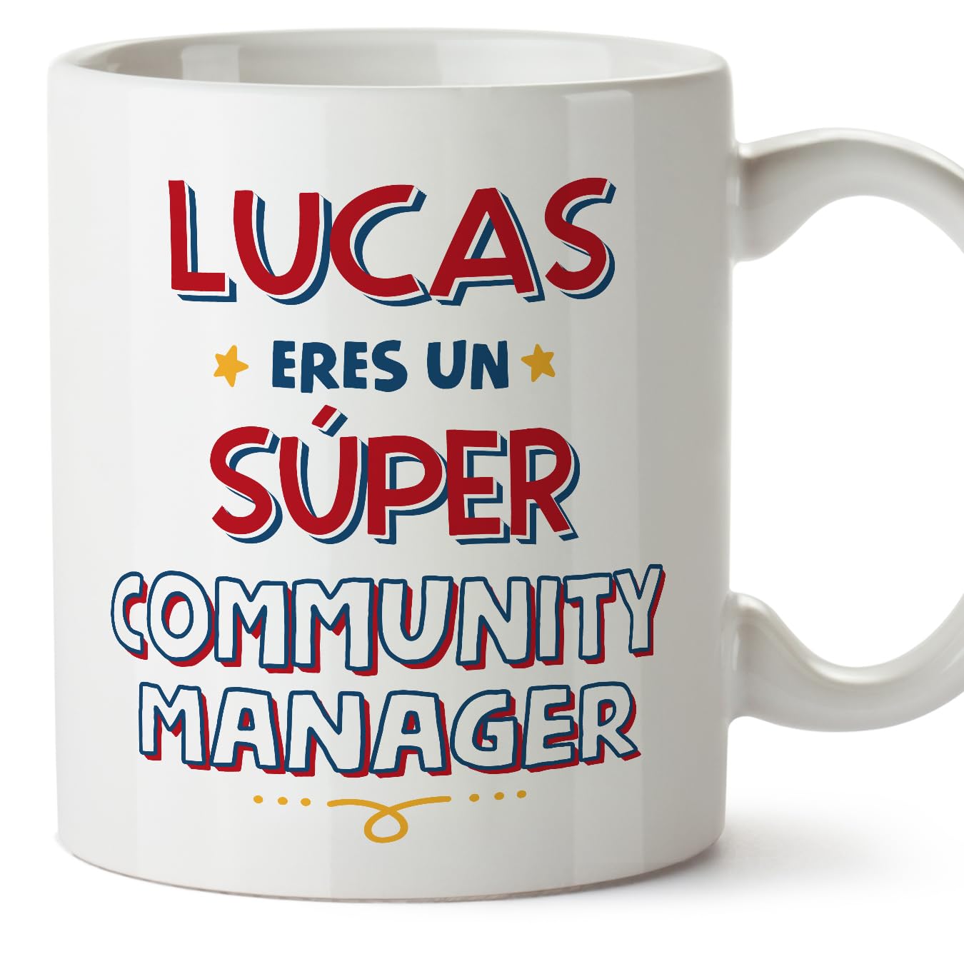 MUGFFINS Personalised Mug for Community Manager Man - in Spanish - Eres Súper - Funny Custom Gift for Colleagues - Ceramic 11oz Mug