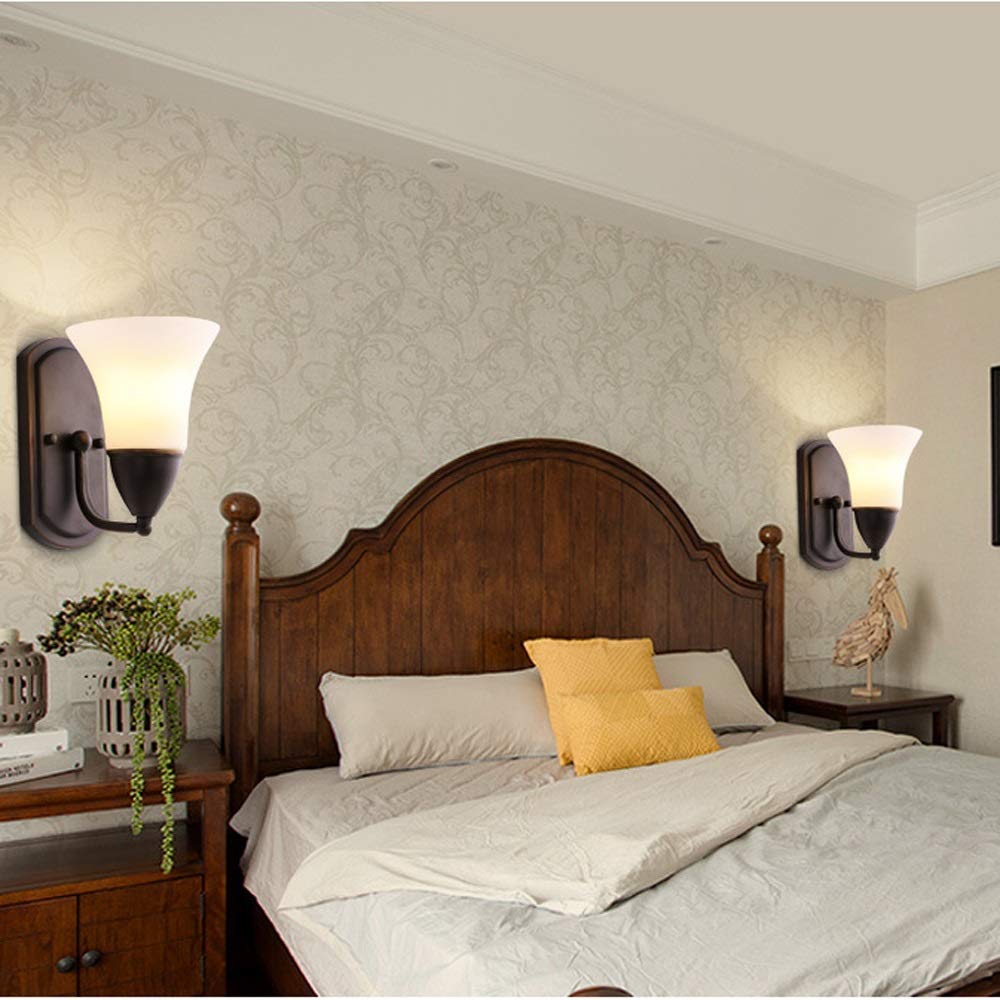Lampada da Parete American Creativity con Paralume in Vetro E27, Decorazione per Interni, Soggiorno, Camera da Letto, Lanterna da Parete in Ferro, Balcone, Scala, Illuminazione da comod