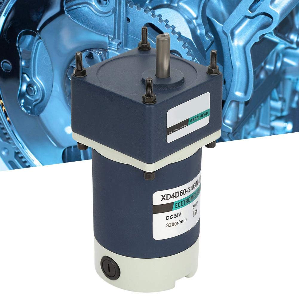Walfront (24V 60W) Metal Gear Motor Permanent Magnet DC Geared High Torsion Adjustable Speed Motor (Reduction Ratio 20, 160RPM), Geared