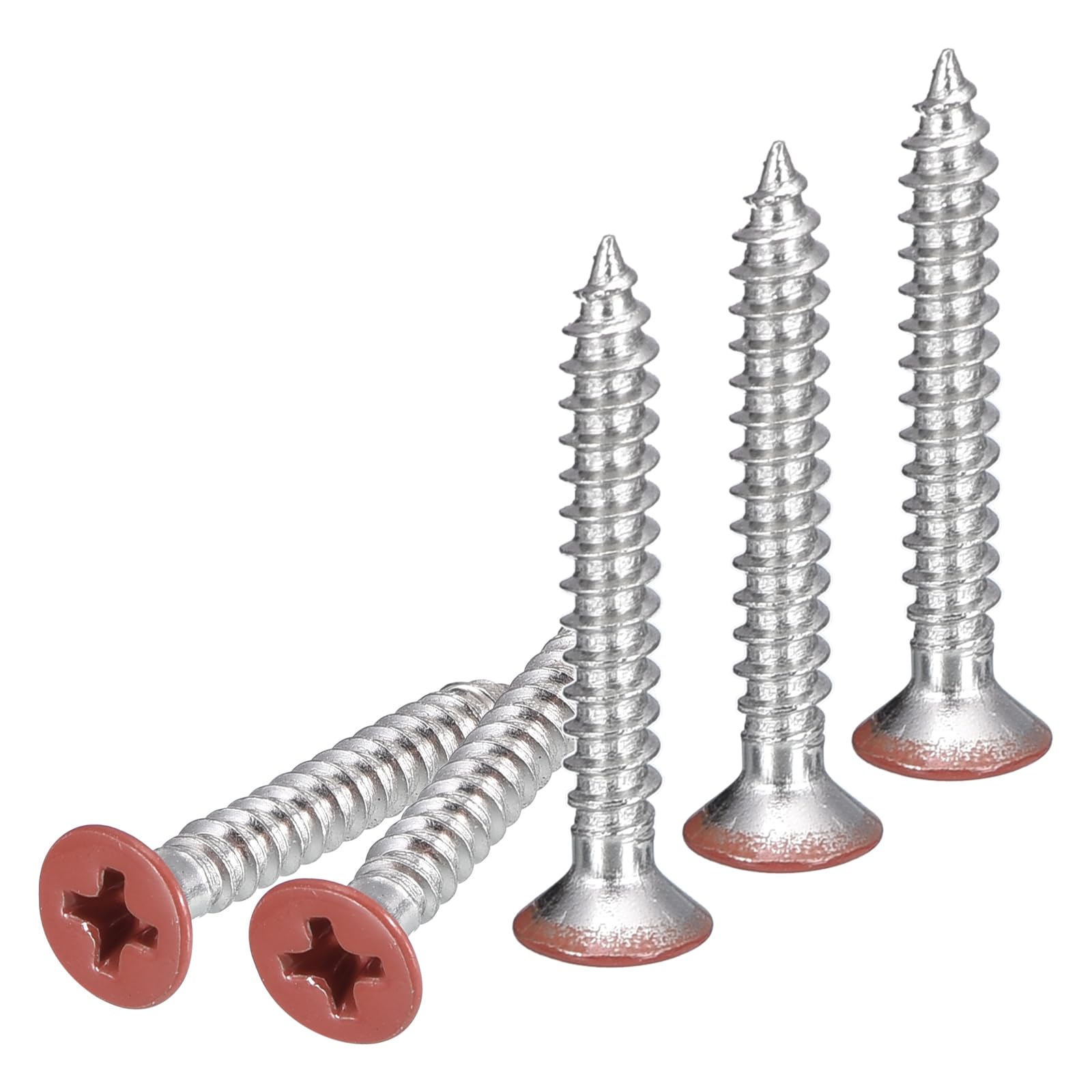 DTGN 100Pcs #6x1" Flat Head Wood Screws, 304 Stainless Steel Brown Phillips Self Tapping Screws