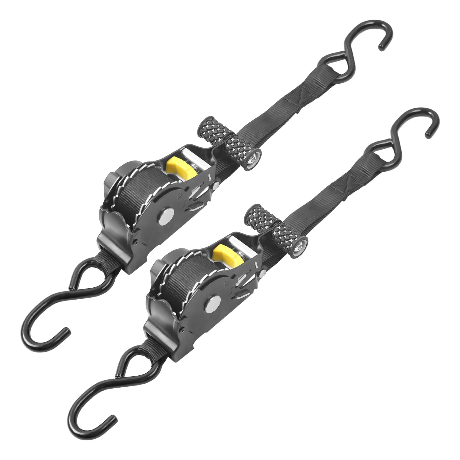 Lot de 2 sangles à cliquet rétractables automatiques - 3,3 m x 25 mm - Force de serrage 680 kg - Pour sécuriser des objets pendant le transport