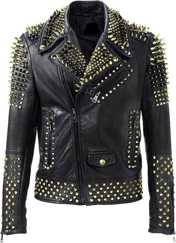 SpazeUp black jacket with spikes mens punk rock jackets