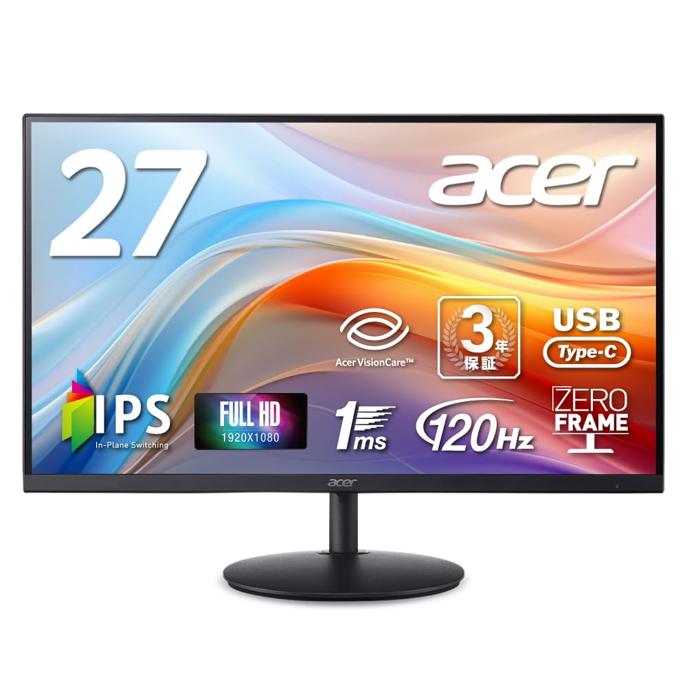 Amazon.co.jp: Acer モニター 27インチ フルHD 非光沢 IPS 120Hz 1ms
