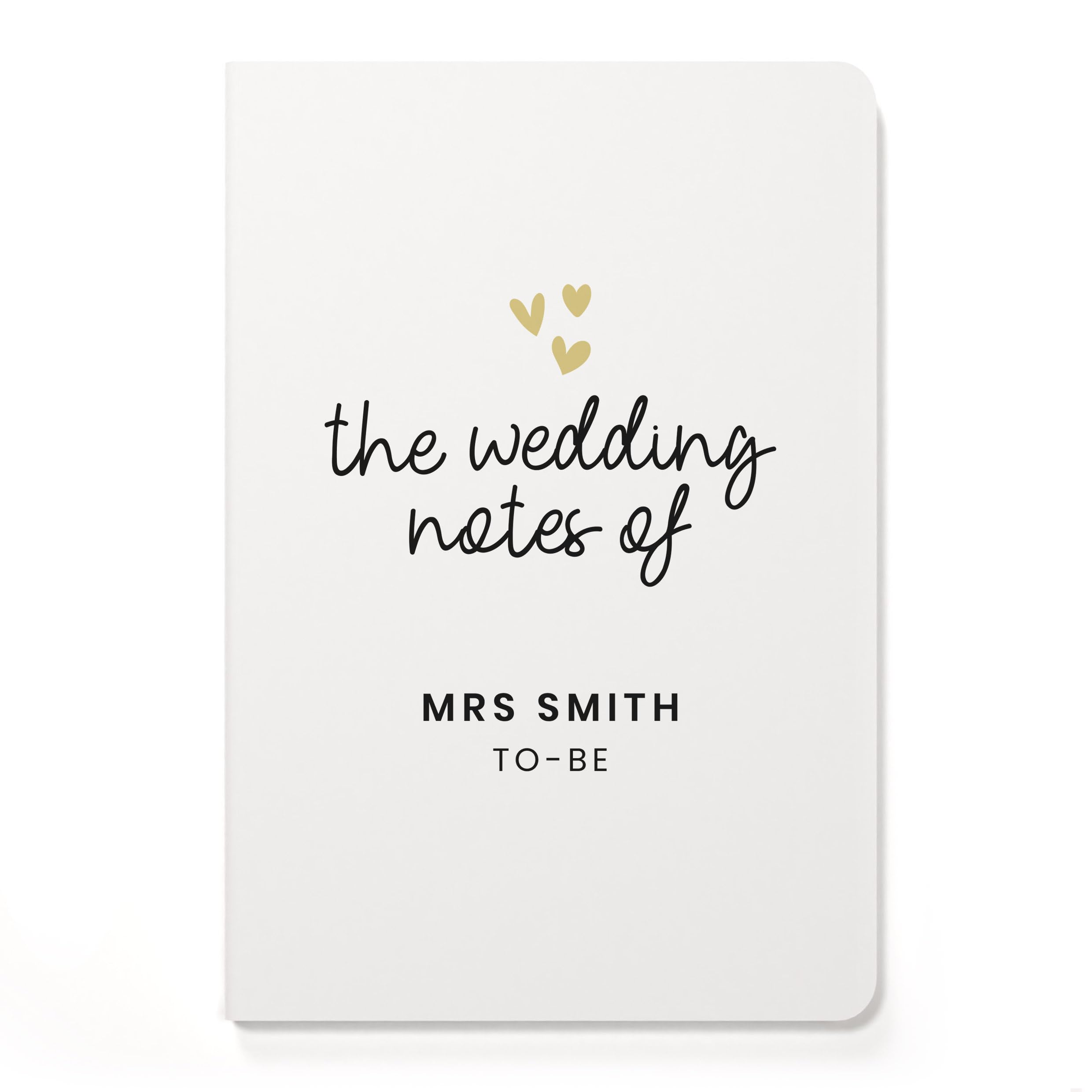 Beecreative Personalised Bride To Be Wedding Planner - A5 White Hardback Notebook and Pen - Custom Wedding Organiser Notebook for Bride